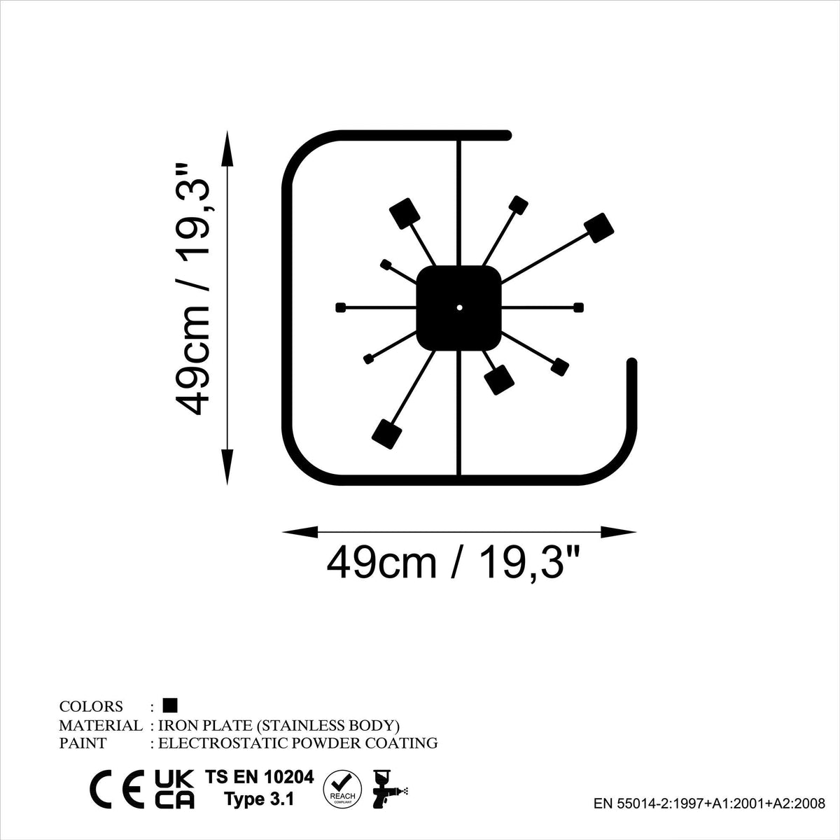 Watch-045 Dekoratif Metal Duvar Saati 