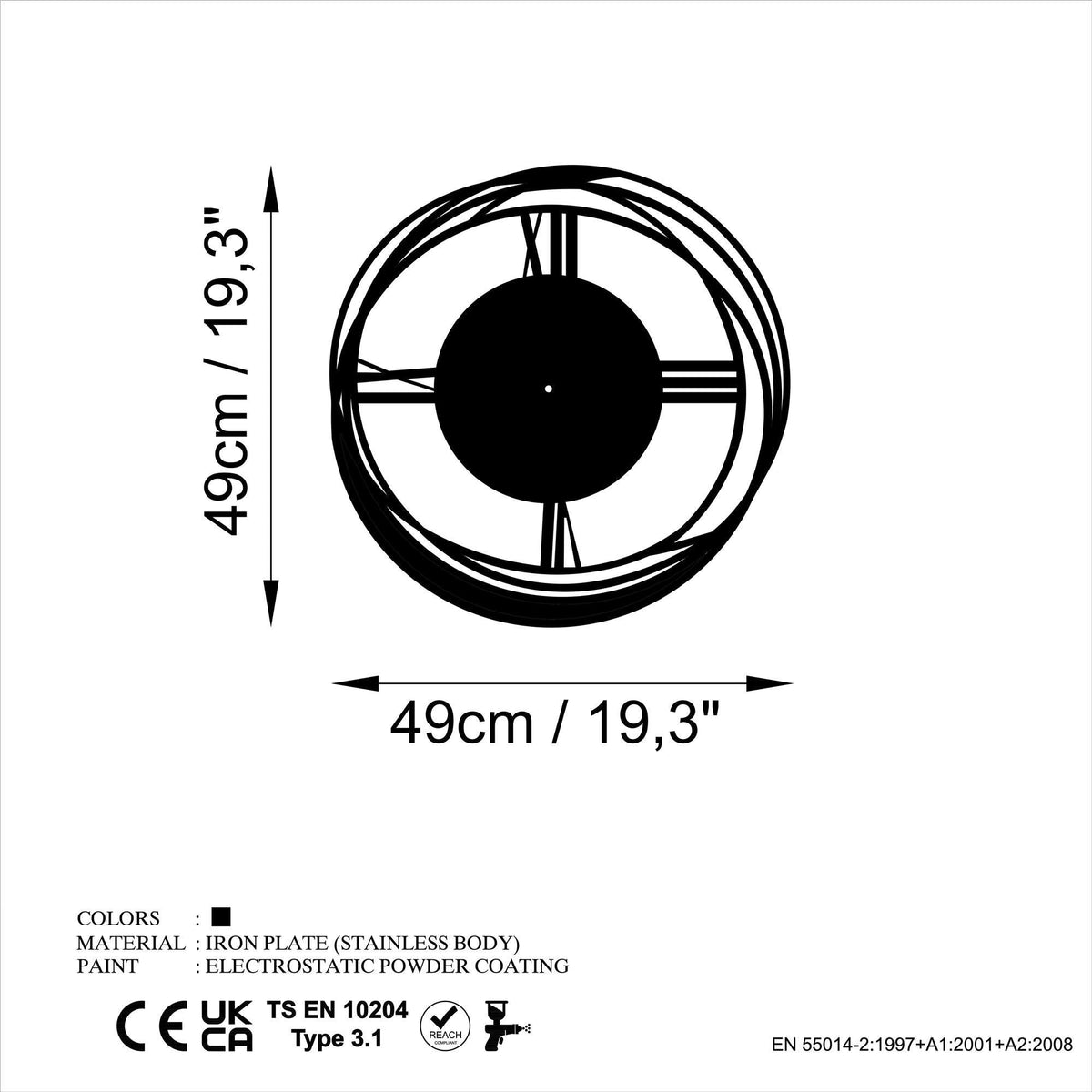 Watch-074 Dekoratif Metal Duvar Saati 