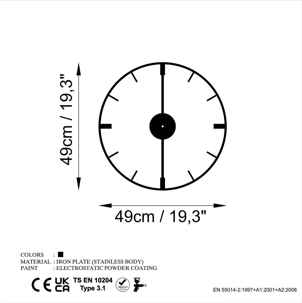 Watch-065 Dekoratif Metal Duvar Saati 