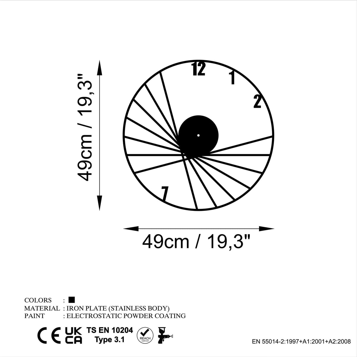 Watch-066 Dekoratif Metal Duvar Saati 