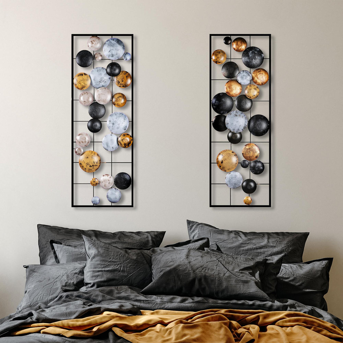 Bys-121 Dekoratif 2'Li Metal Duvar Tablosu 