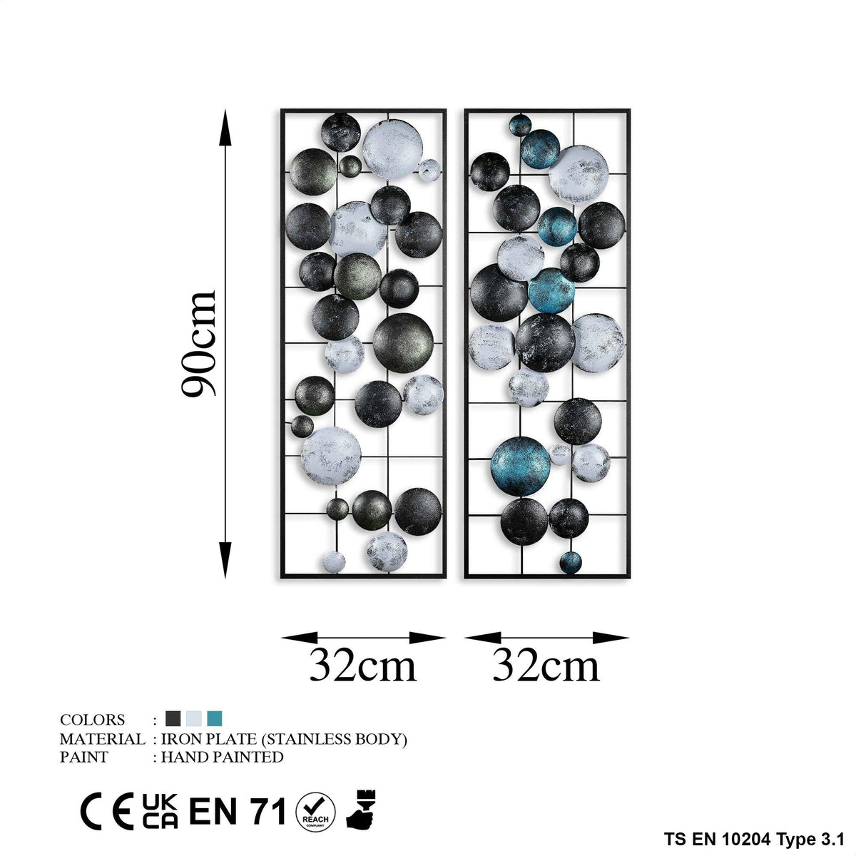 Bys-121-A Dekoratif 2'Li Metal Duvar Tablosu 