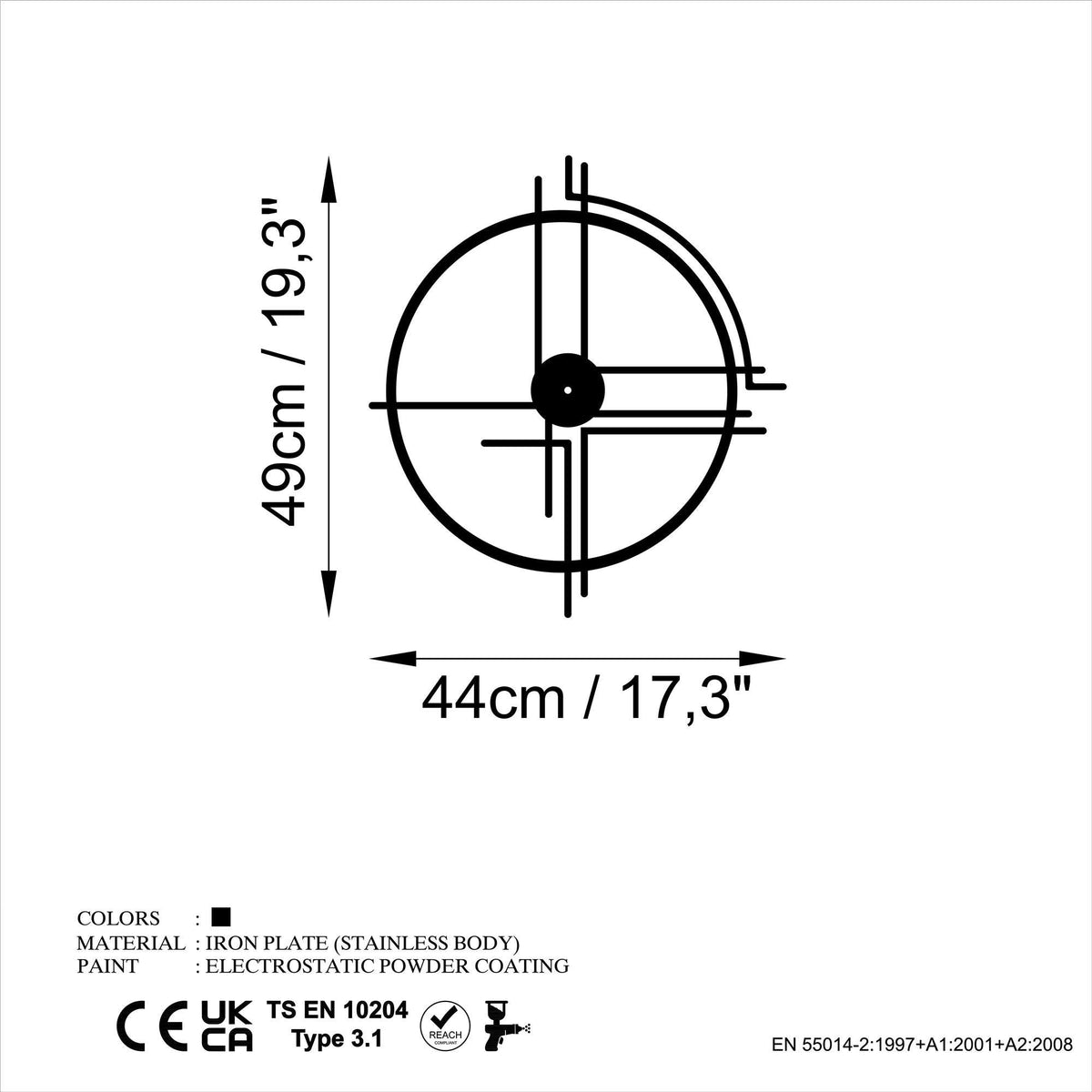 Watch-063 Dekoratif Metal Duvar Saati 