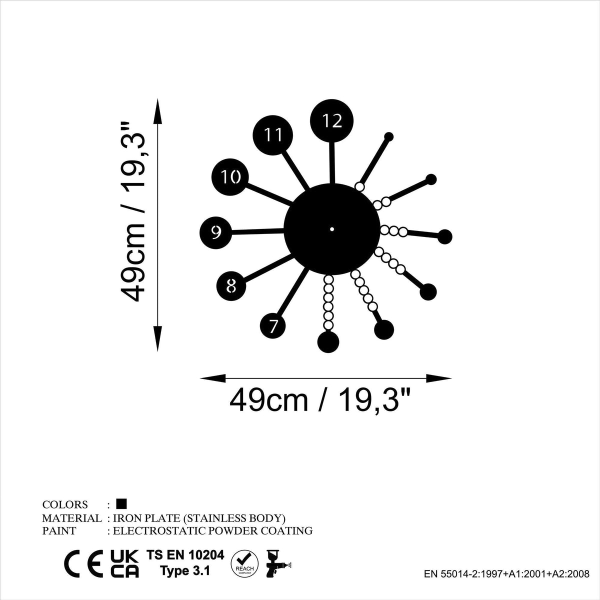 Watch-061 Dekoratif Metal Duvar Saati 