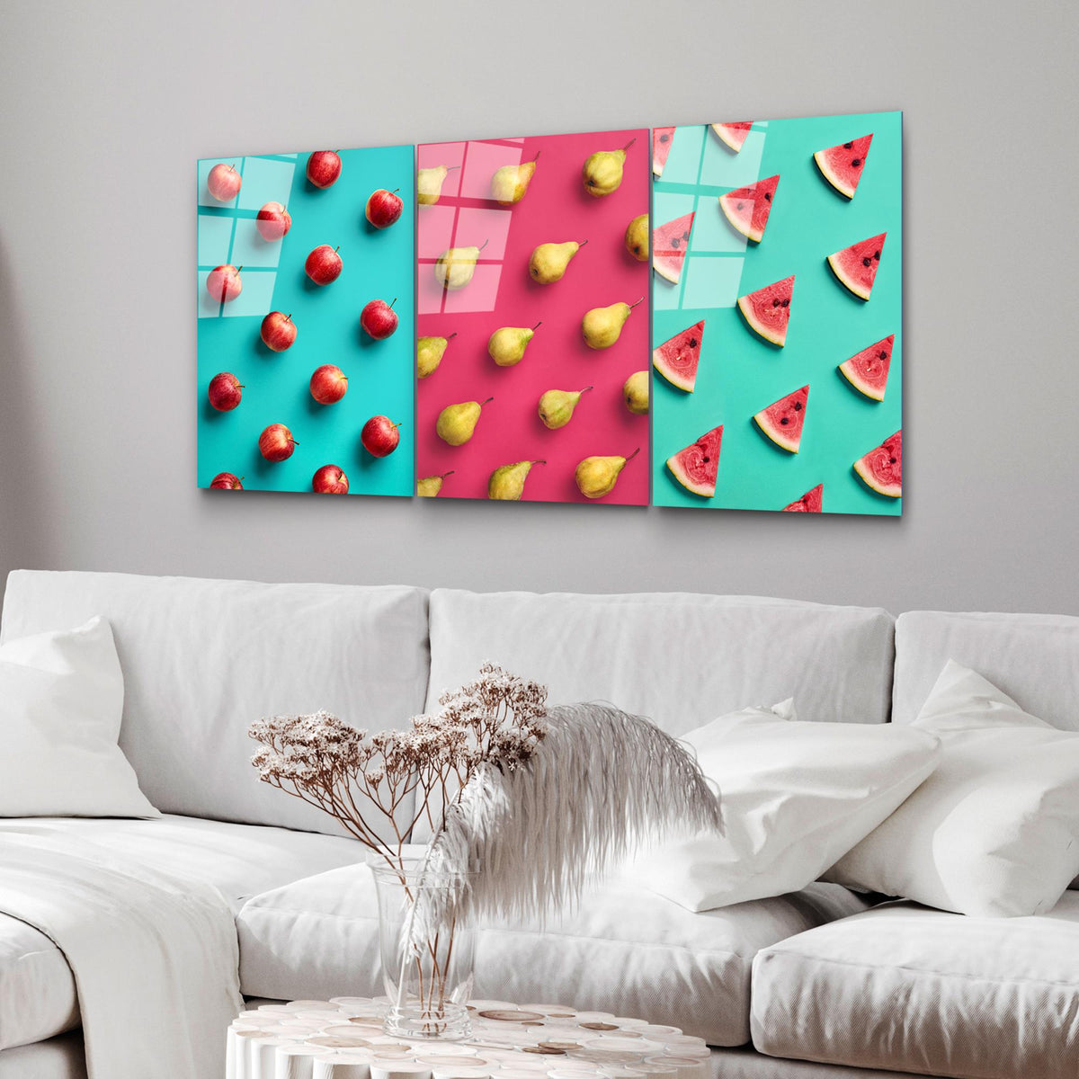 Uv-879 Baskılı Cam 3'Lü Set Duvar Tablosu 