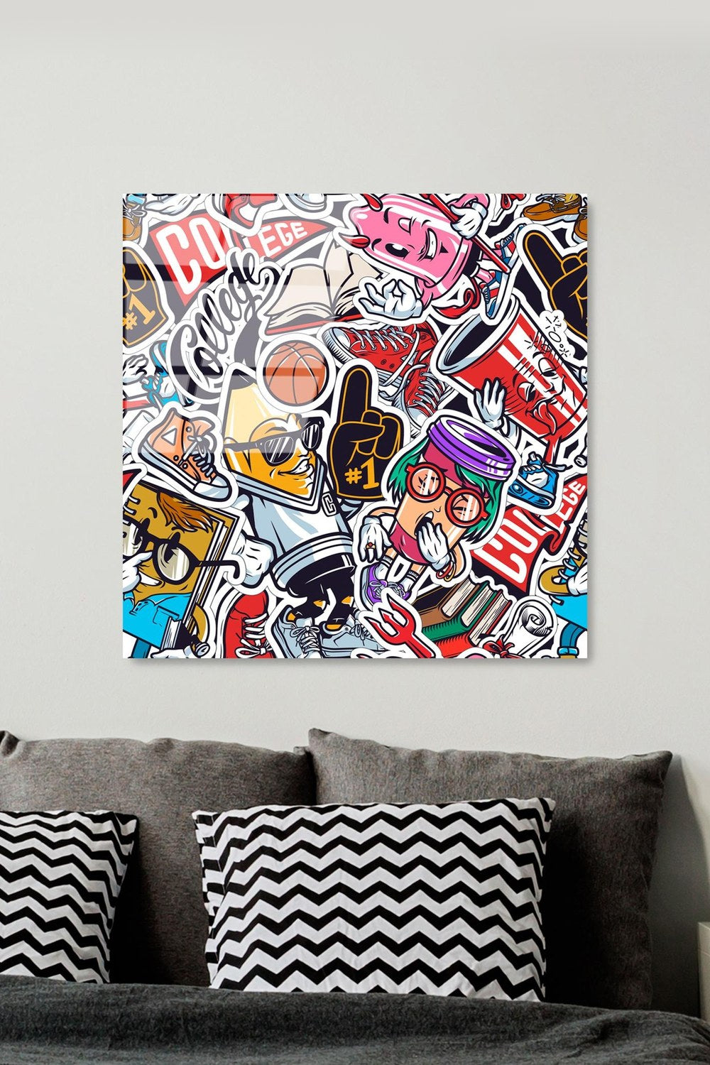 Uv Baskılı Cam Duvar Tablosu, Kare - 50x50 Cm - 1