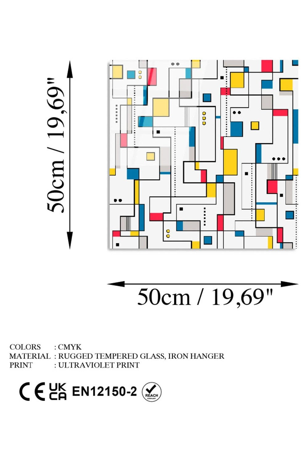 Uv Baskılı Cam Duvar Tablosu, Kare - 50x50 Cm - 5