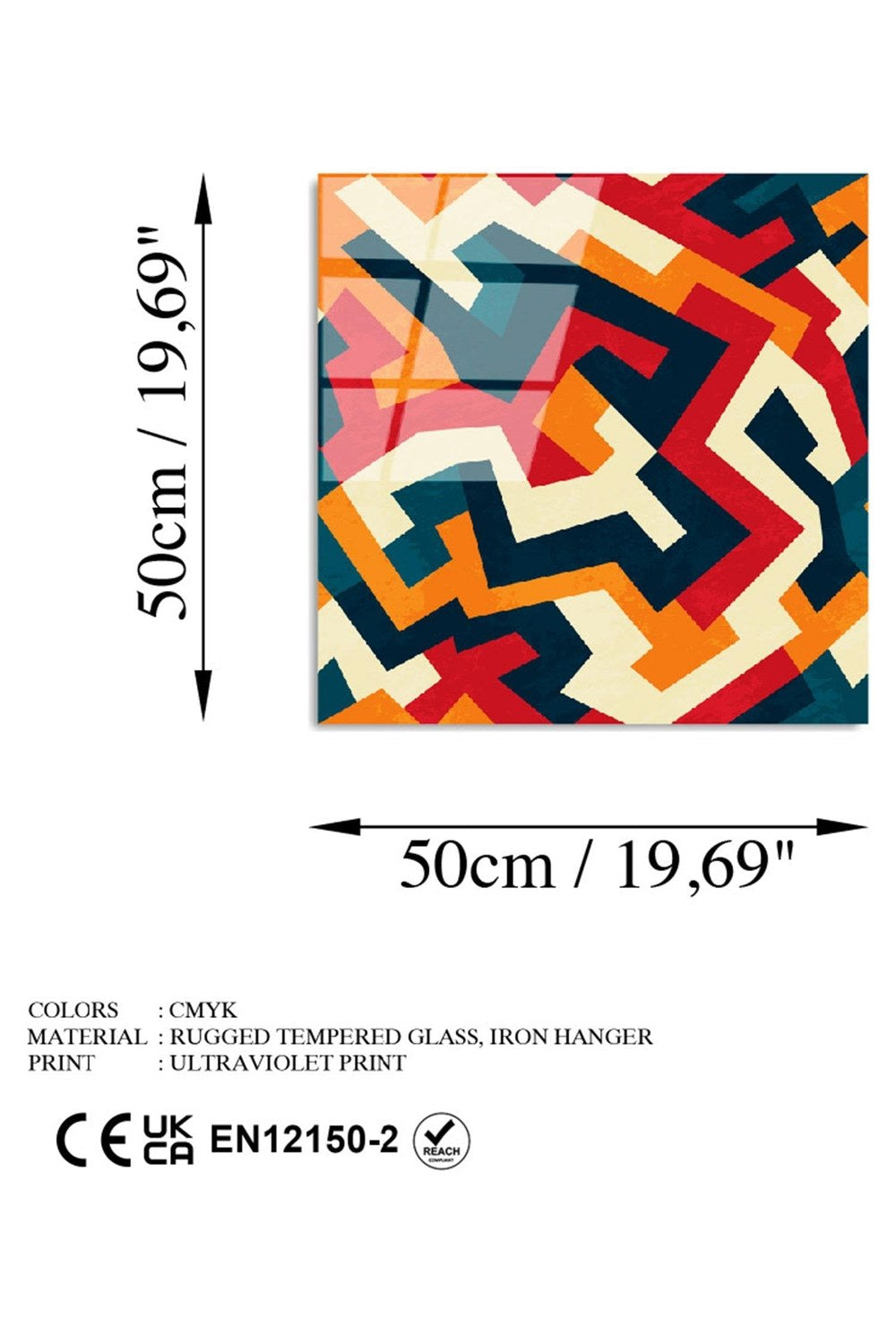 Uv Baskılı Cam Duvar Tablosu, Kare - 50x50 Cm - 5