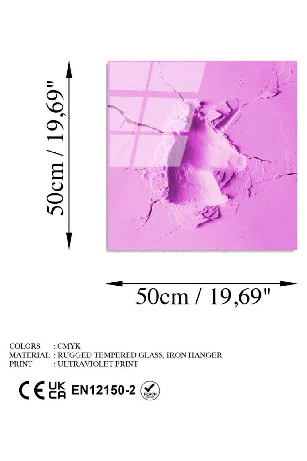 Uv Baskılı Cam Duvar Tablosu, Kare - 50x50 Cm - 6