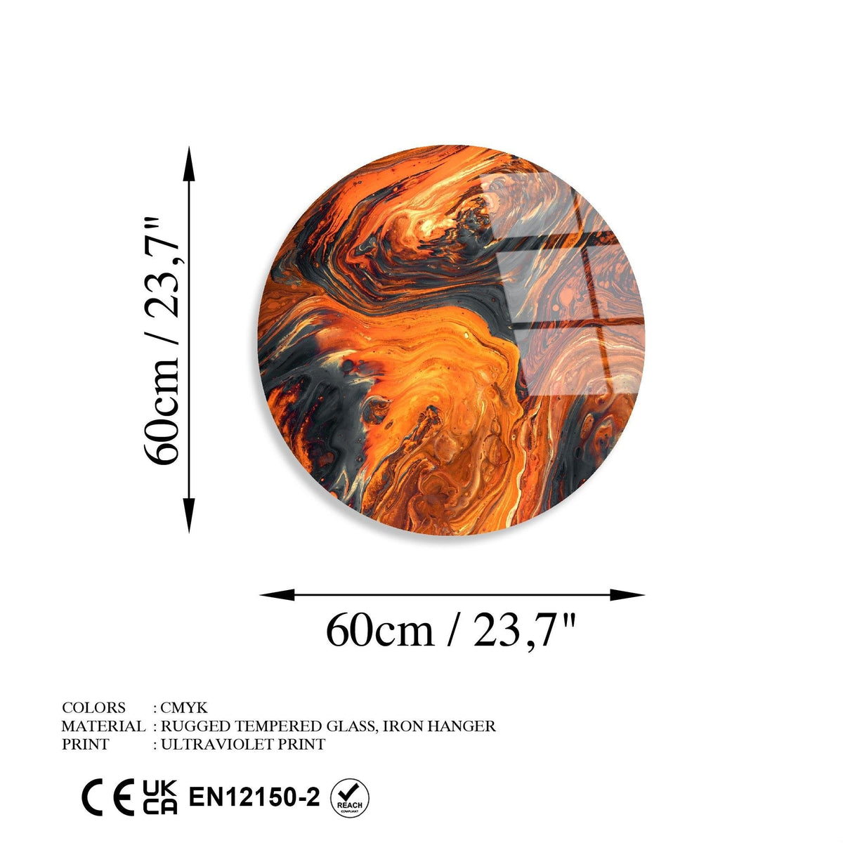 Uv-1140 Baskılı Cam Yuvarlak Duvar Tablosu 