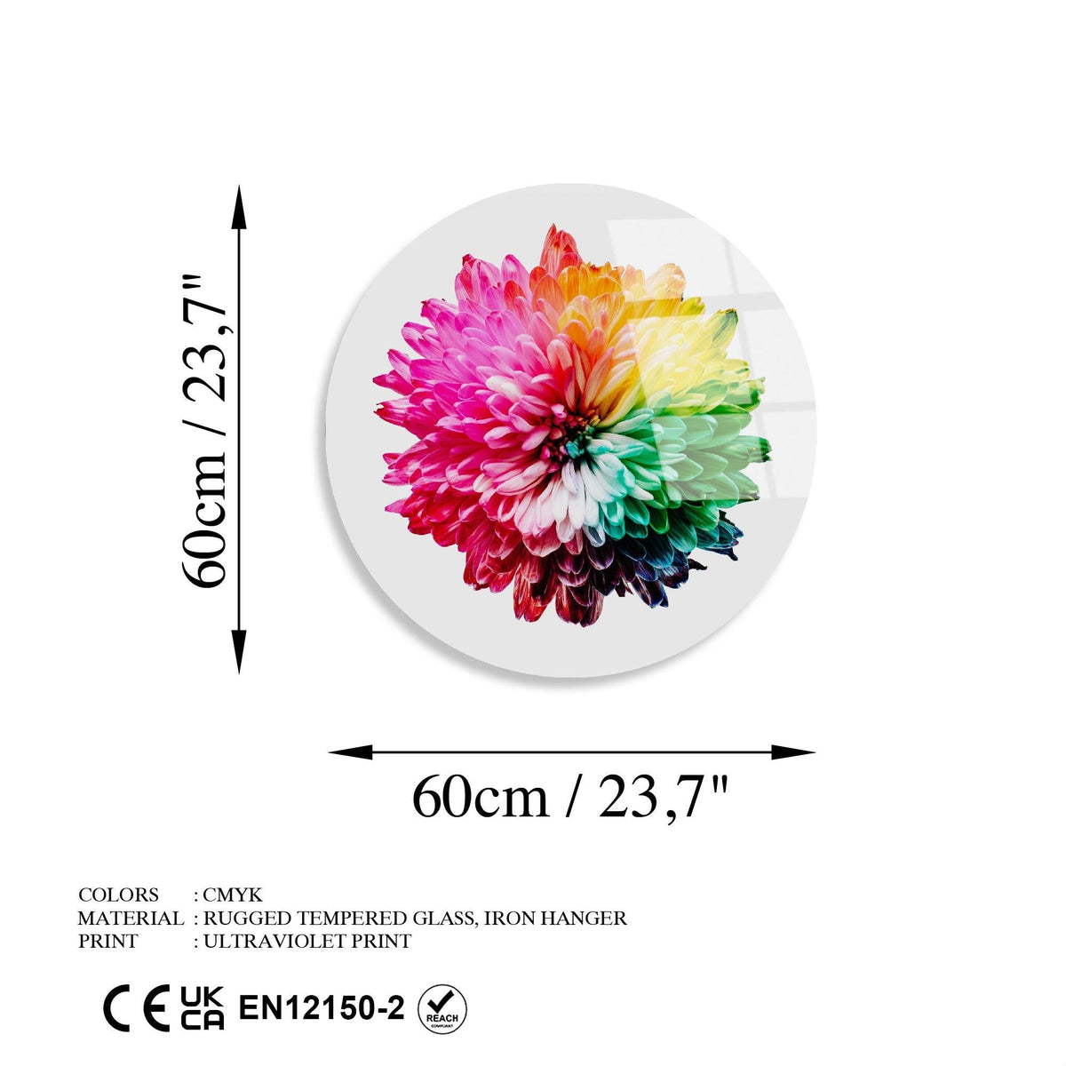 Uv-1137 Baskılı Cam Yuvarlak Duvar Tablosu 