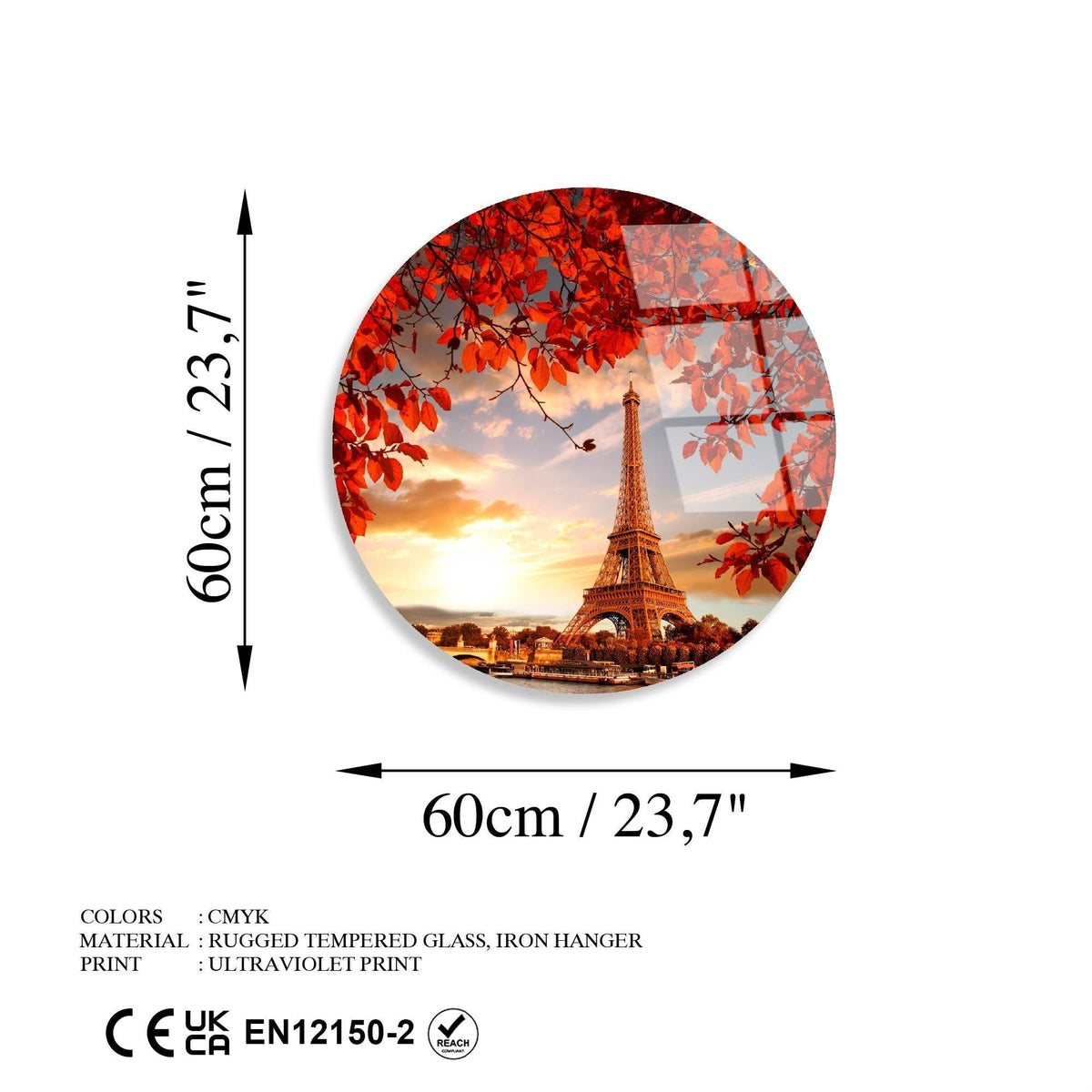 Uv-1128 Baskılı Cam Yuvarlak Duvar Tablosu 