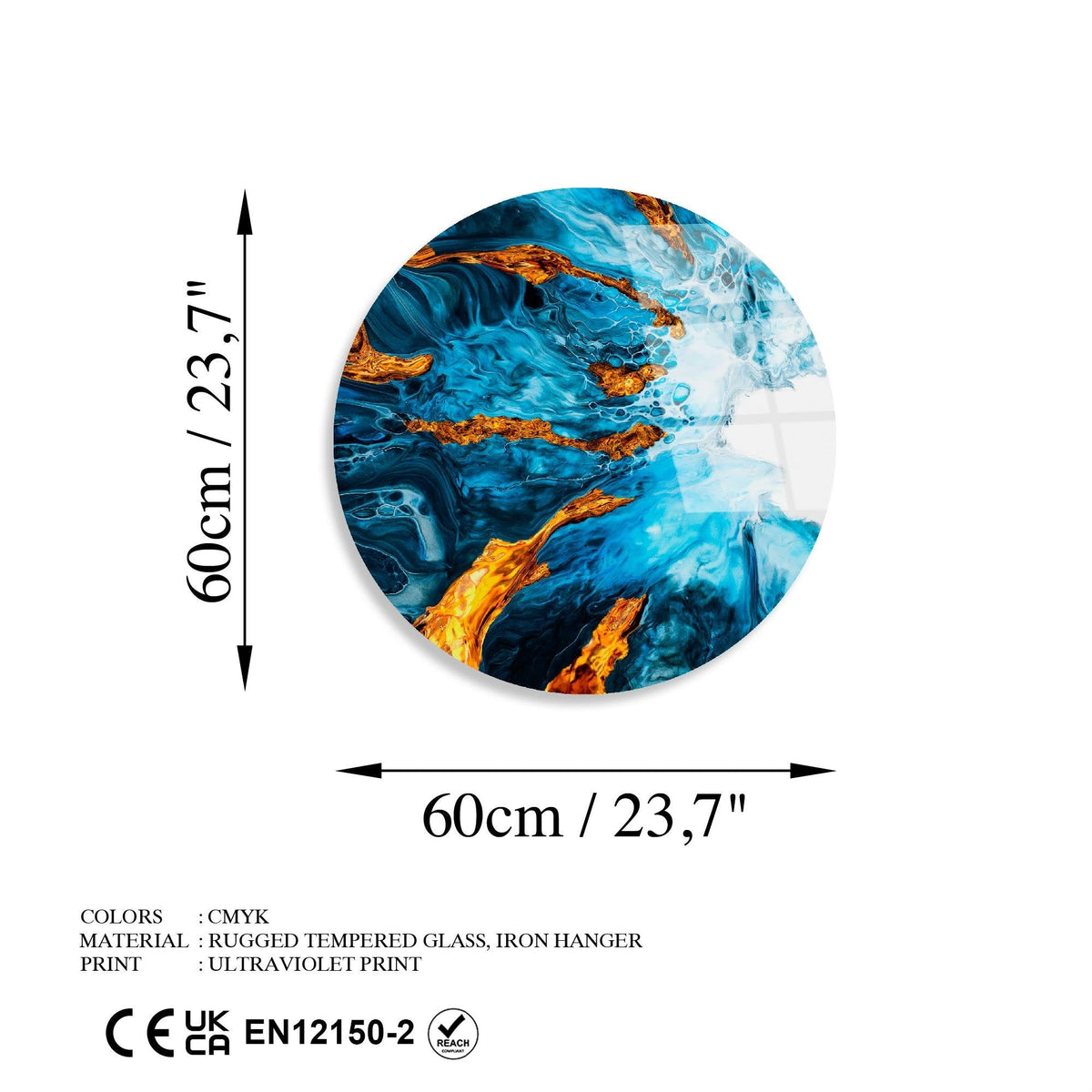 Uv-1130 Baskılı Cam Yuvarlak Duvar Tablosu 