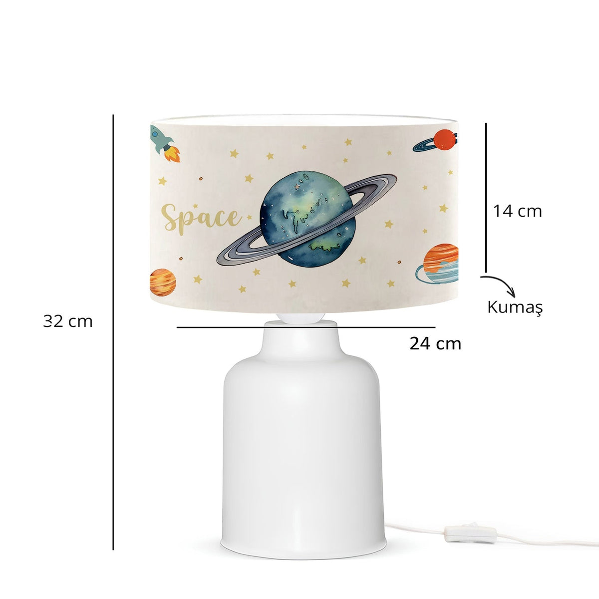 Kids Space Uzay Temalı Çocuk Odası Abajur Lamba 