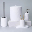 By Selim Natural Beyaz 5 Parça Polyester Banyo Seti