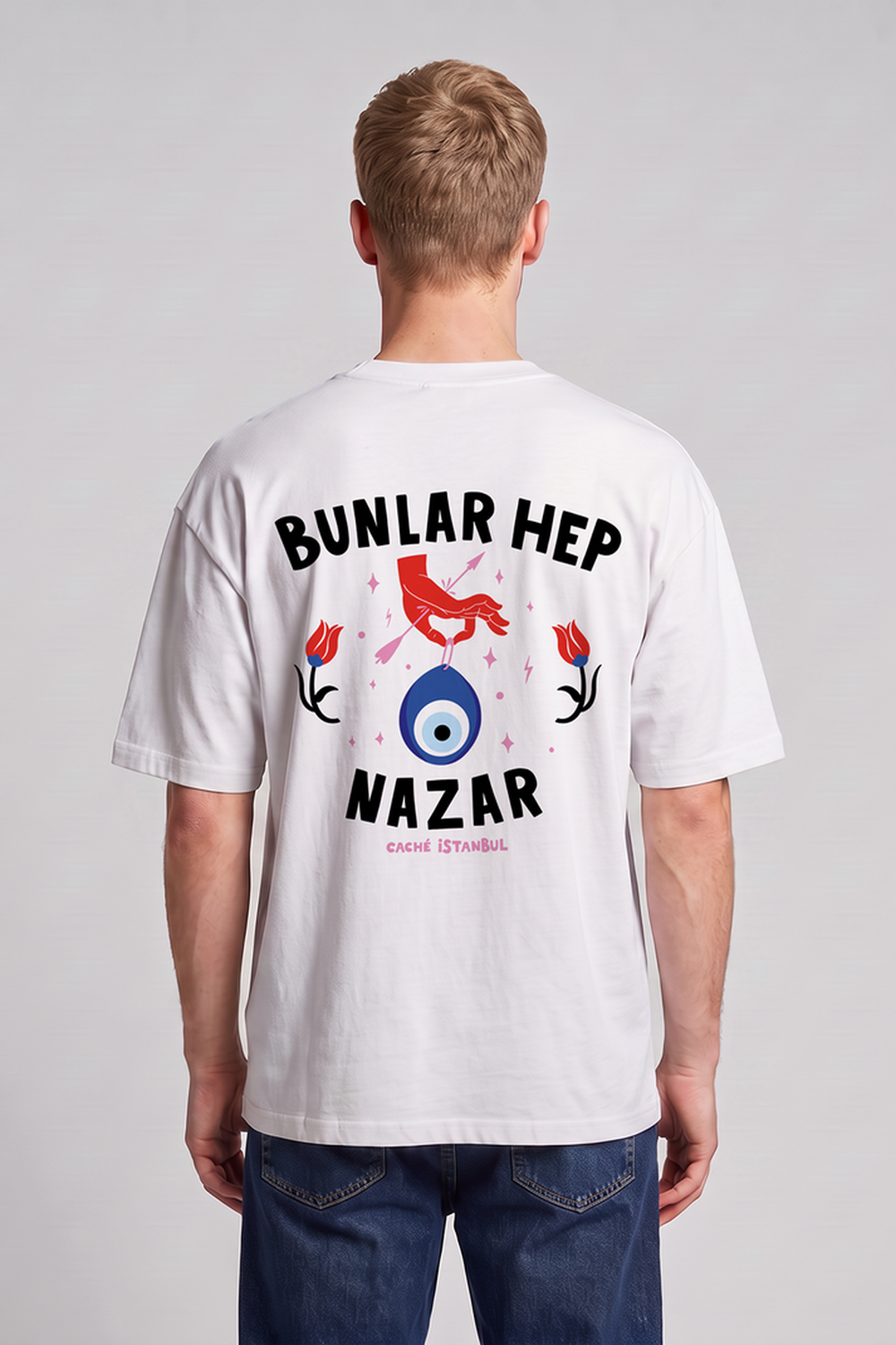 Bunlar Hep Nazar Unisex Oversize Tshirt - 5