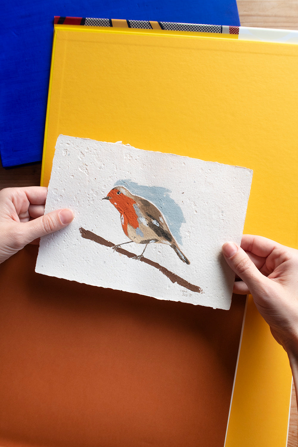 Kızılgerdan Kuşu Guaj Resim - 1