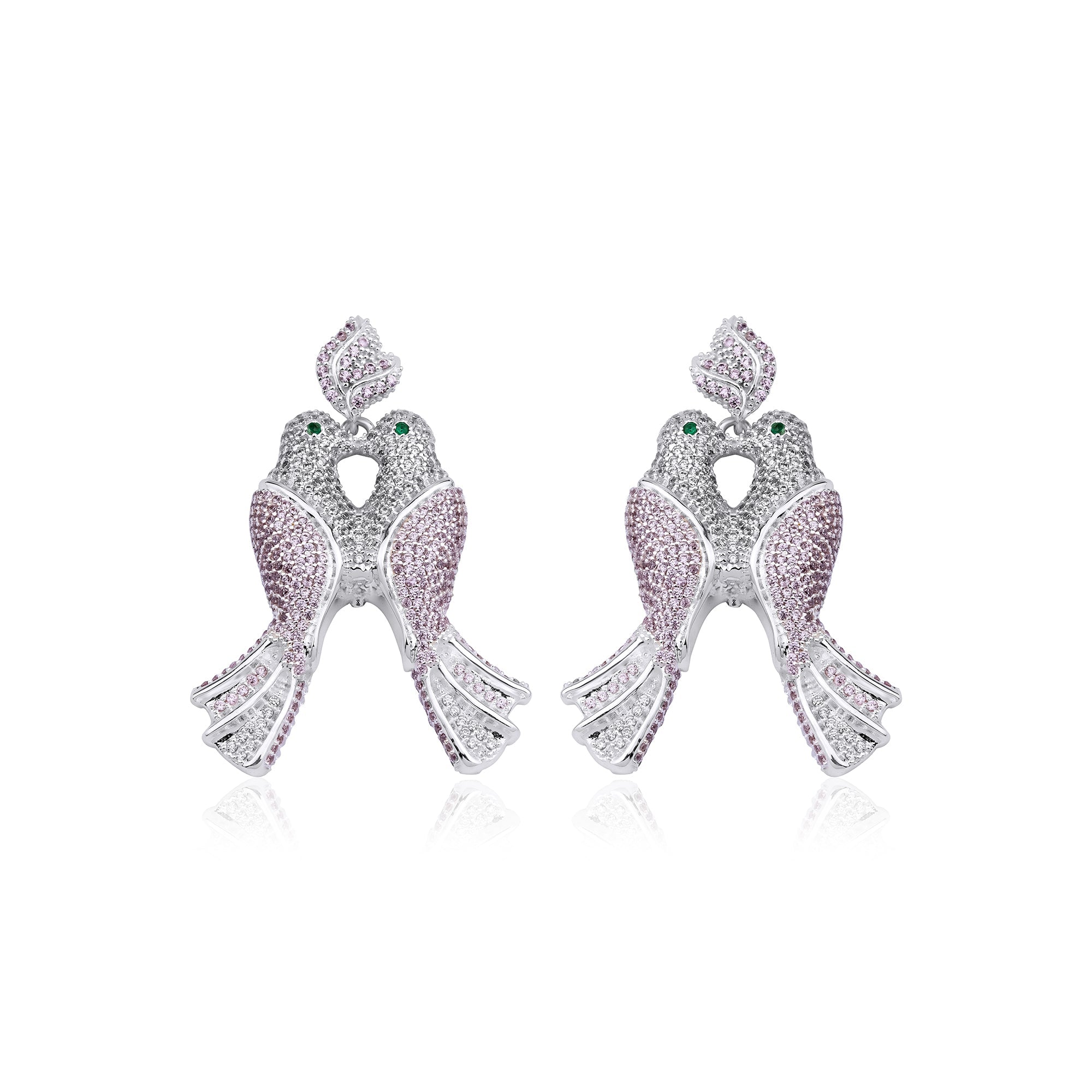 Bird Of Love Pembe & Beyaz Küpe