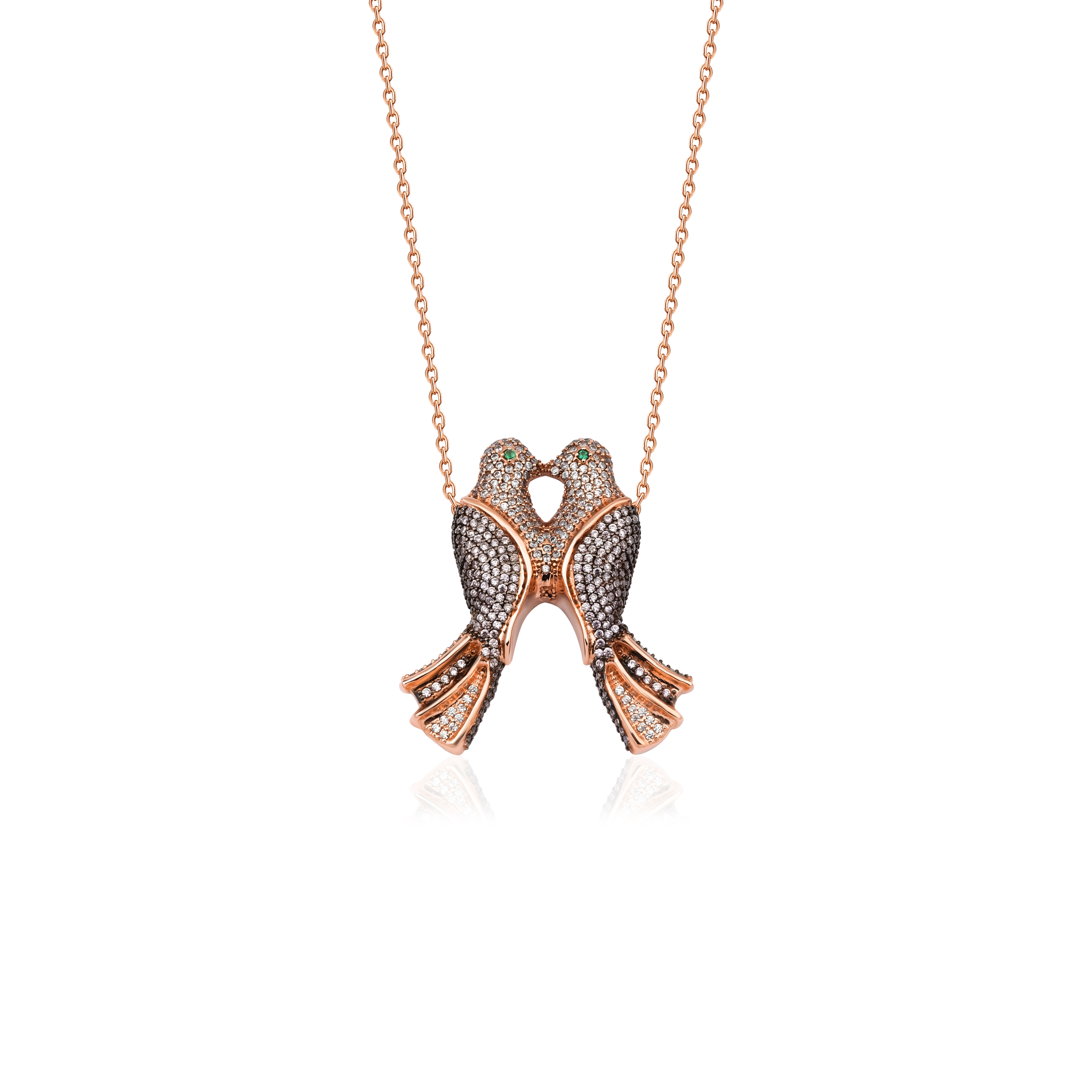 Bird Of Love Pembe Rose Kolye
