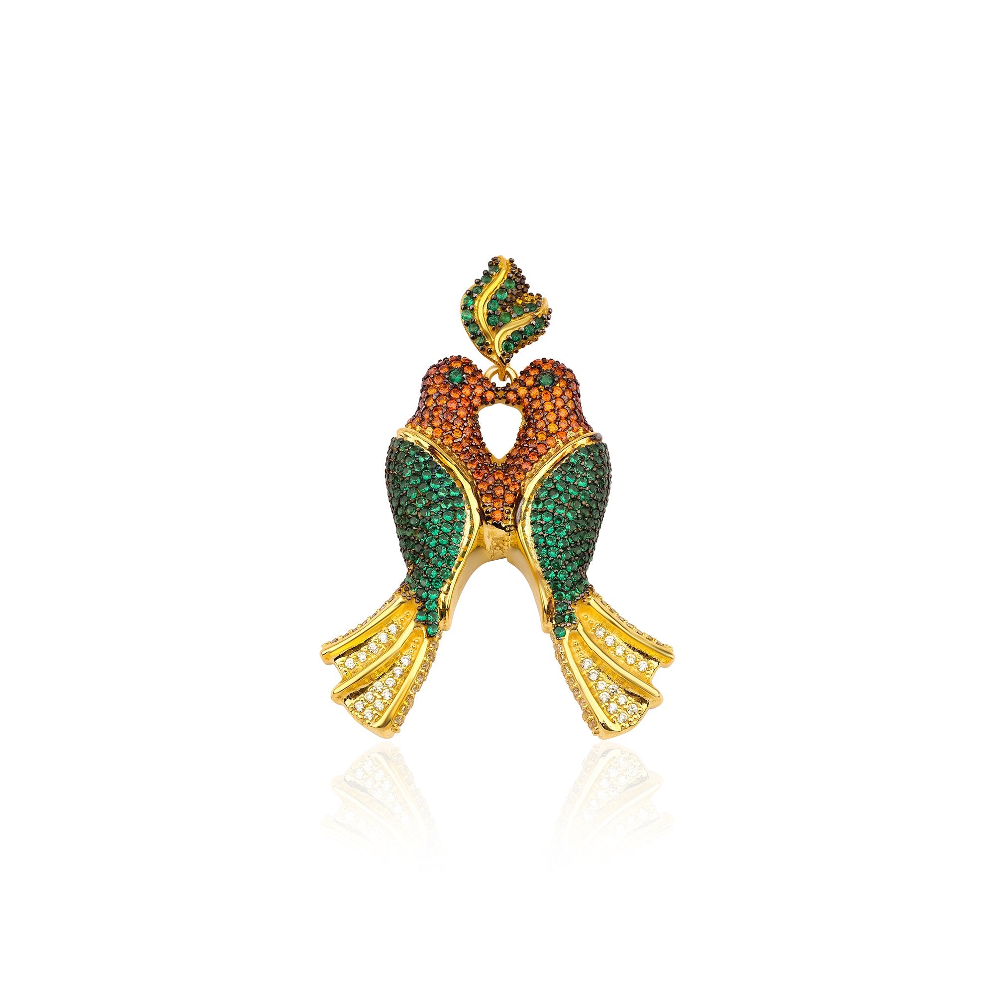Bird Of Love Yeşil & Turuncu & Sarı Kolye