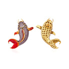 Koi Fish Pembe Kristal Kırmızı Mineli Balık Küpe