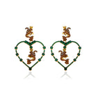 Secret Of Heart Green Büyük Kalpli Garnet Dragon Küpe