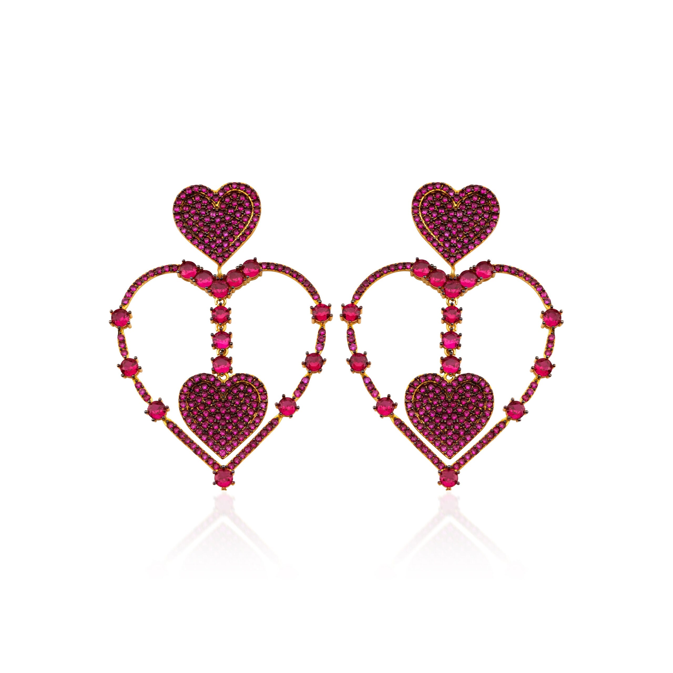 Secret Of Heart Ruby Büyük Kalpli Küpe
