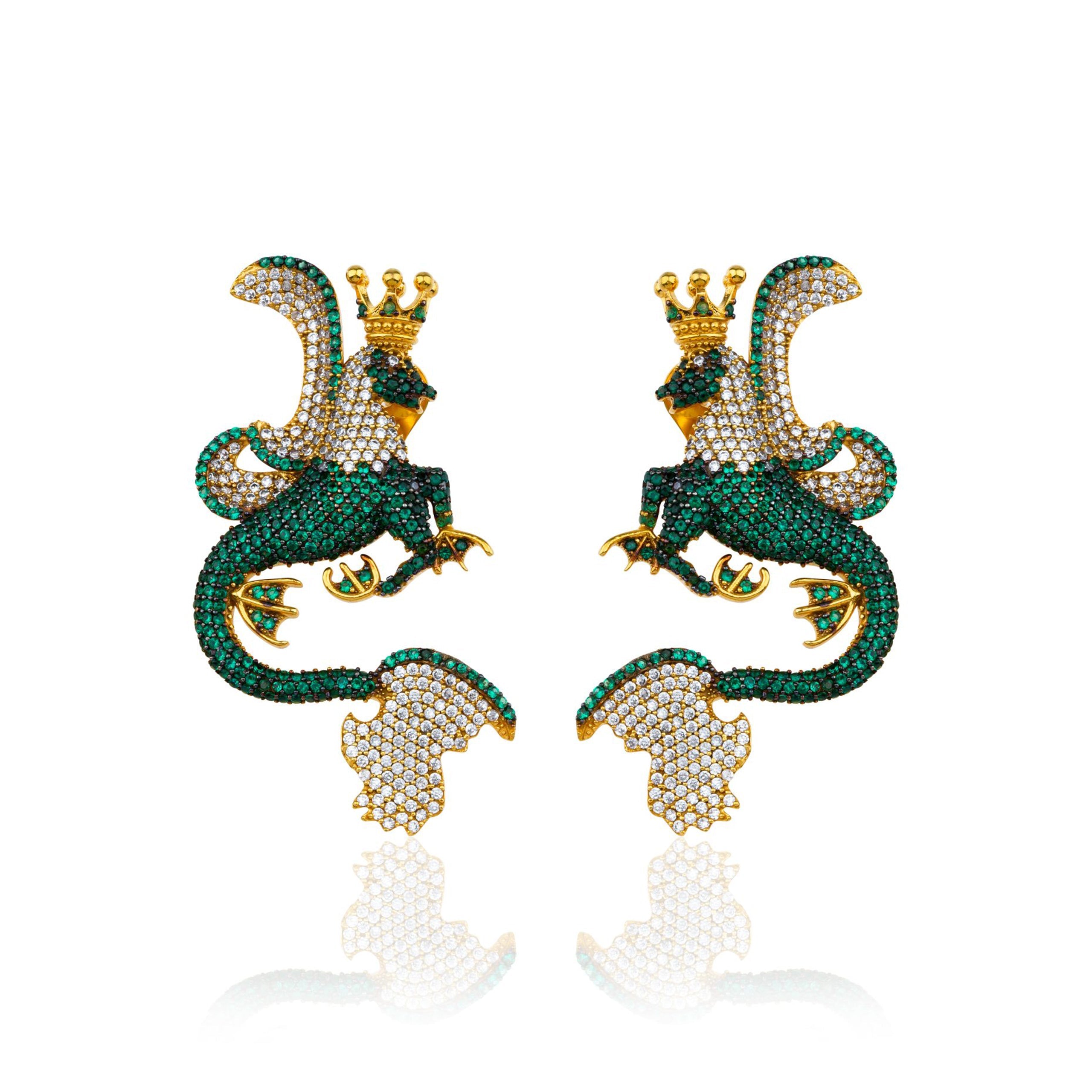 Secret Of Stamboul Forest Yeşil Efsanevi Dragon Küpe