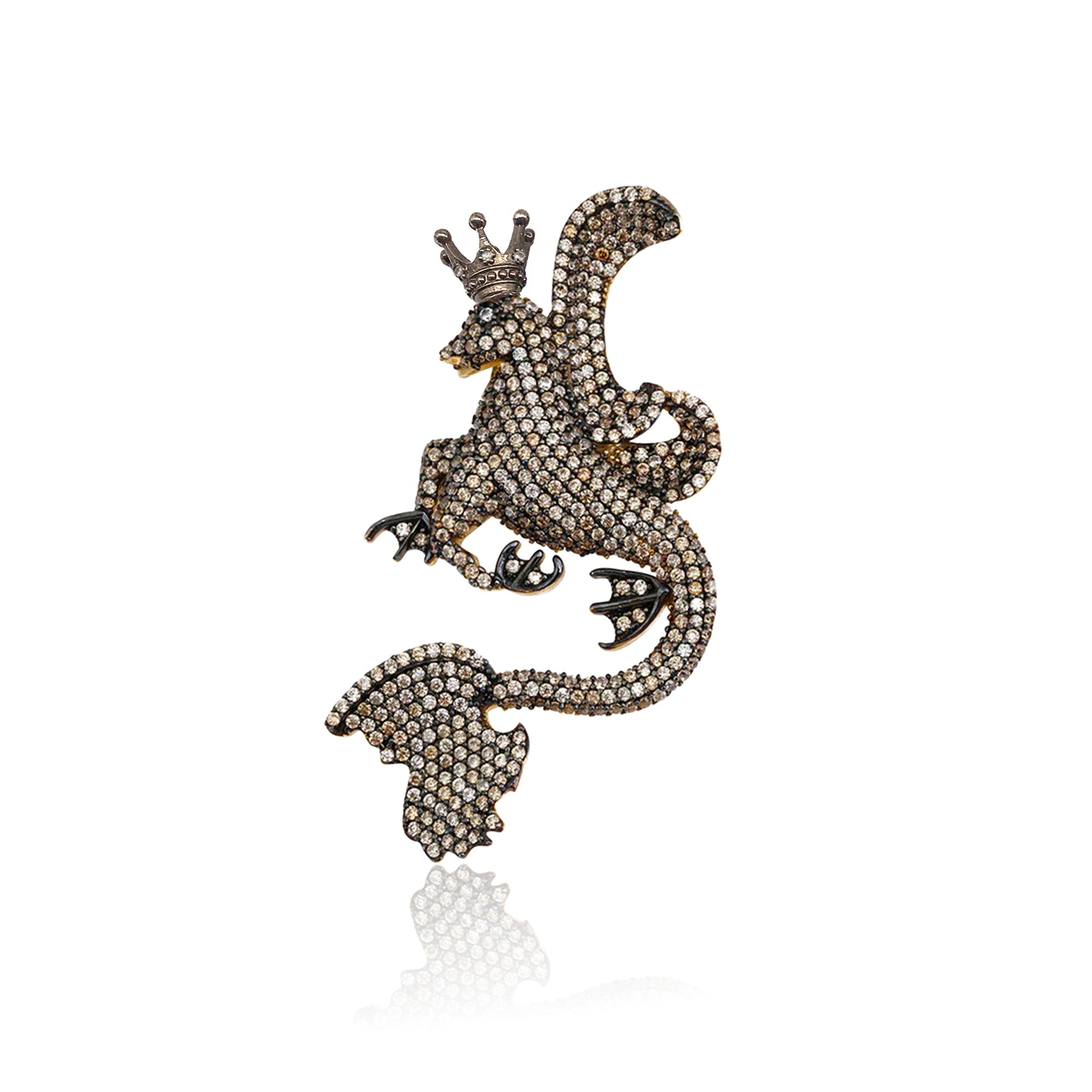 Secret Of Stamboul Şampanya Kristal Mitolojik Dragon Kolye / Broş