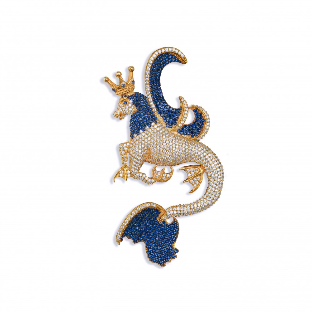 Secret Of The Universe Lacivert Beyaz Mitolojik Dragon Broş