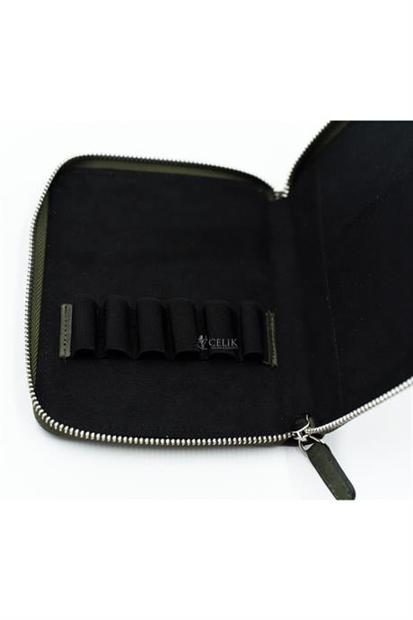 Carens-Crazy 6'lı Hakiki Deri Kalem çantası Koyu Yeşil K86-Kalem Çantası-3-Milagron.com