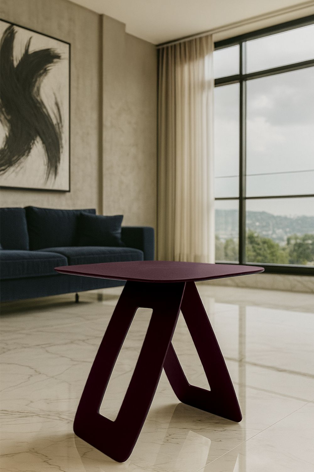 Angulus-h Tasarım Çelik Metal Yan Sehpa - Kahve Sehpası - Minimalist Modern Sehpa - 2
