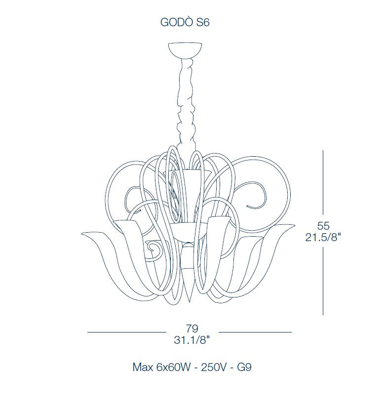 Godo Avi̇ze 6L Beyaz Ø79X55 Cm G9 6X60W
