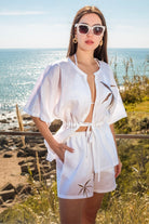 Carryberry-Beyaz Keten Kimono Takım-Alt - Üst Takım-1-Milagron.com