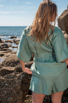 Carryberry-Çağla Yeşili Keten Kimono Takım-Alt - Üst Takım-2-Milagron.com