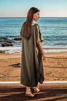 Carryberry-Haki Nakışlı Kaftan Elbise-Elbise-4-Milagron.com