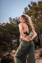 Carryberry-Müslin Boyundan Bağlamalı Haki Büstiyer-Crop Top-2-Milagron.com