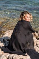 Carryberry-Siyah Keten Uzun Kimono-Kimono-1-Milagron.com