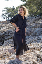 Carryberry-Siyah Keten Uzun Kimono-Kimono-3-Milagron.com