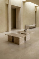 Doğal Traverten Orta Sehpa Takımı | Zamansız & Minimal - 1