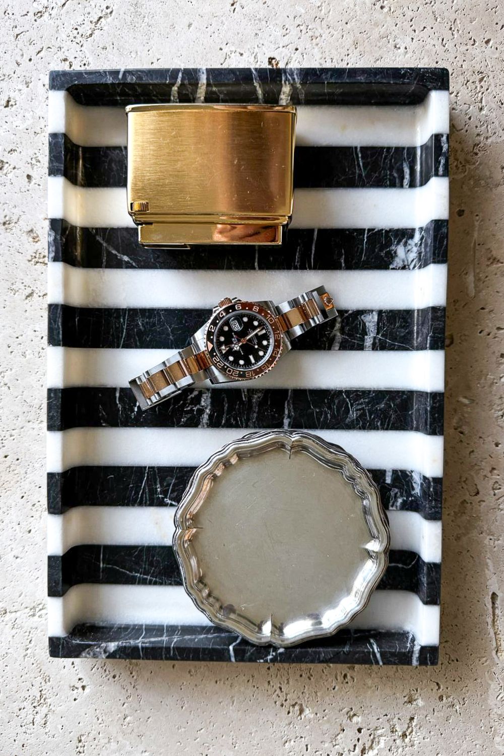 Modern Siyah Beyaz Mermer Sunum Tepsisi - 4