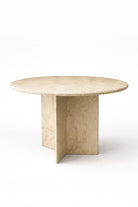 Traverten Yuvarlak Yemek Masası – Doğal Taş İle Zamansız Tasarım - 1