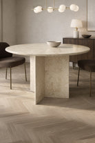 Traverten Yuvarlak Yemek Masası – Doğal Taş İle Zamansız Tasarım - 2