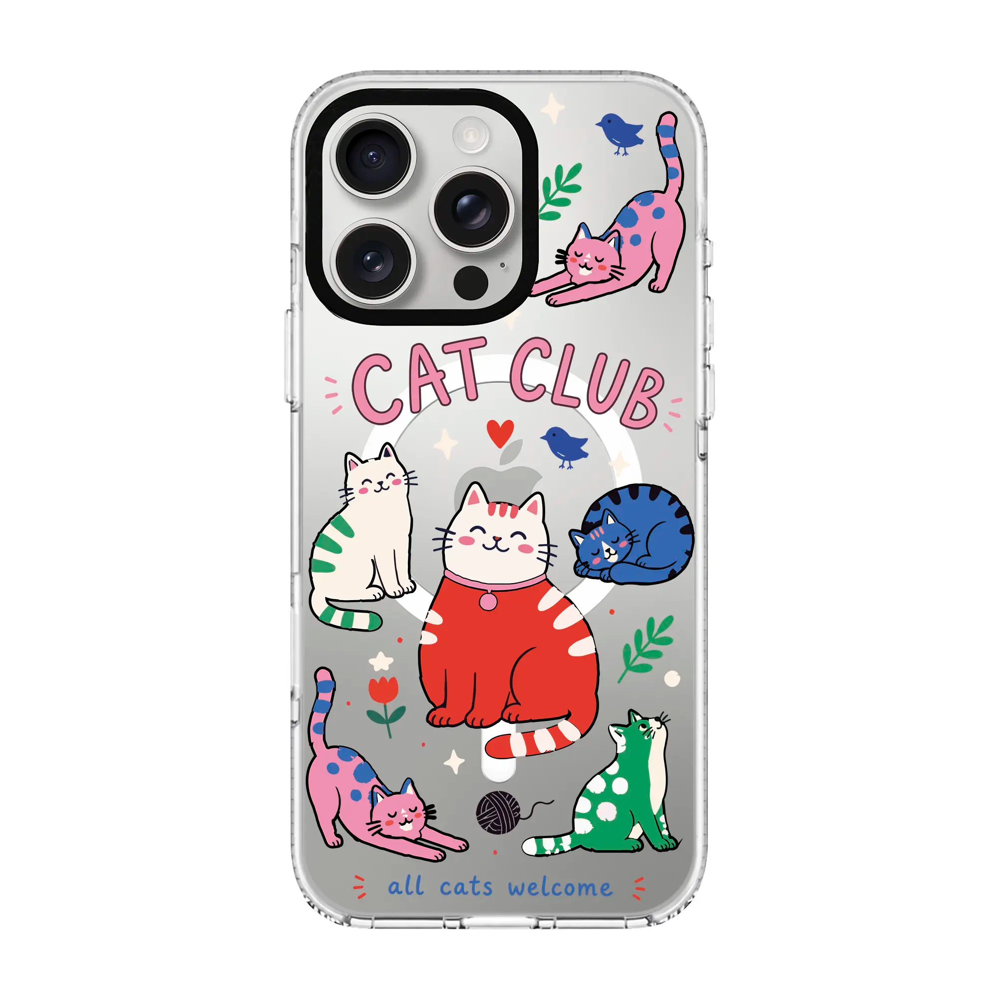Cat Club-Clear Kılıf Magsafe Özellikli - Iphone 15 Pro