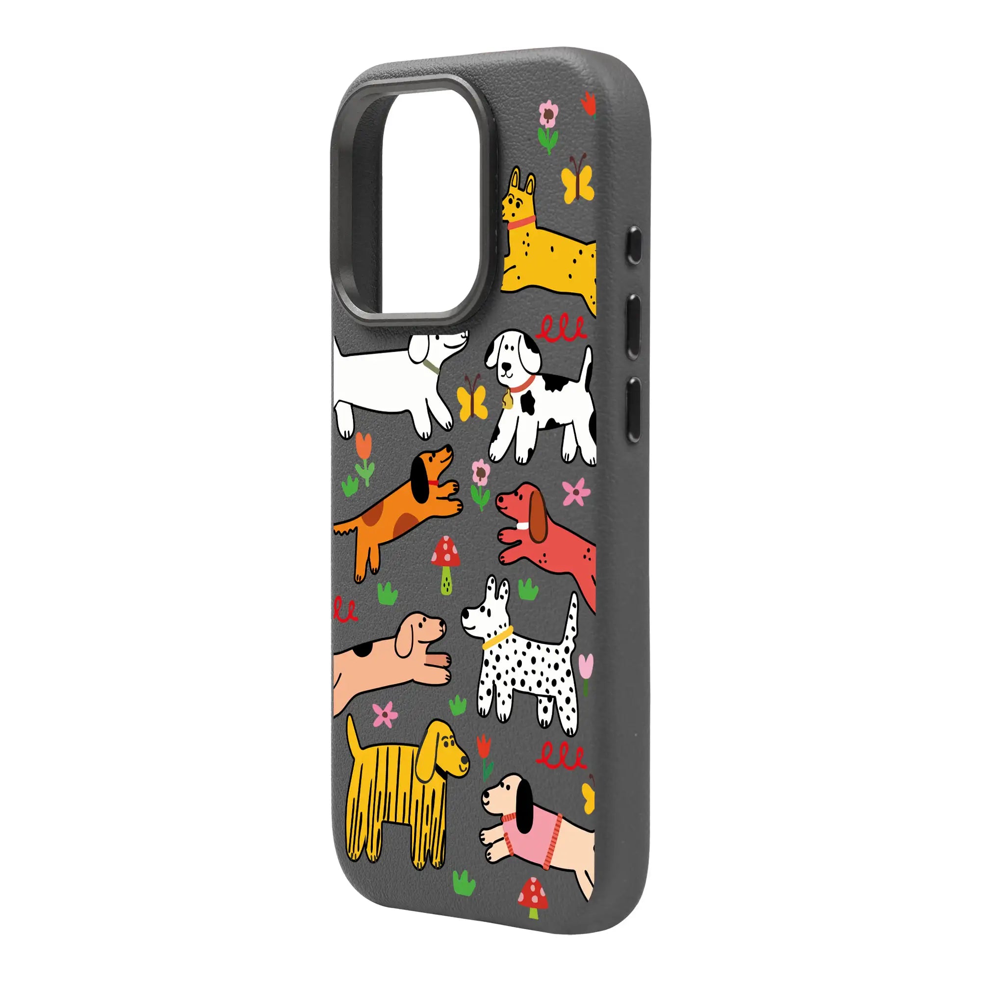 Cheerful Dogs-Leather Premium Kılıf Magsafe Özellikli - Iphone 16