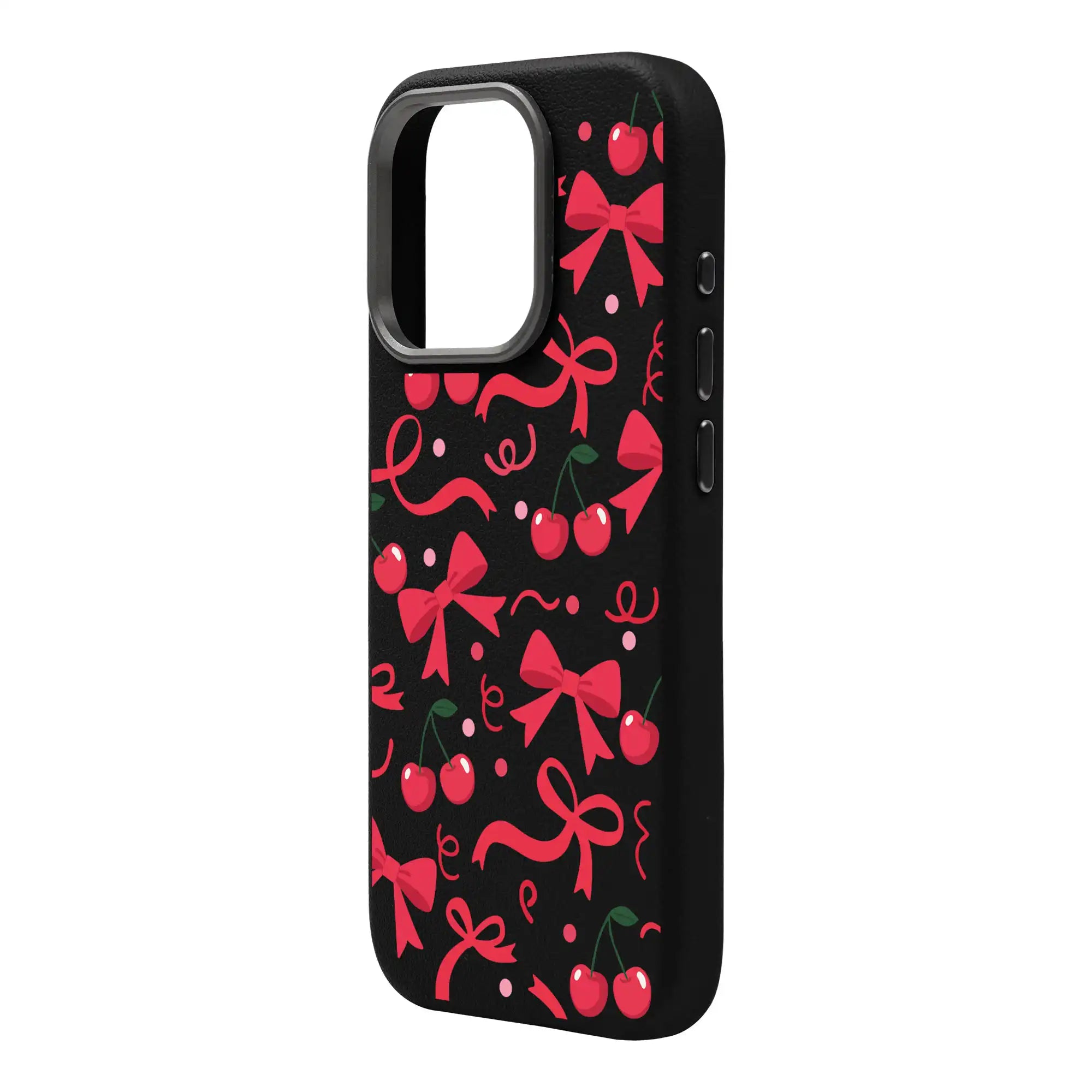 Cherry Ribbon-Leather Premium Kılıf Magsafe Özellikli - Iphone 15 Pro Max