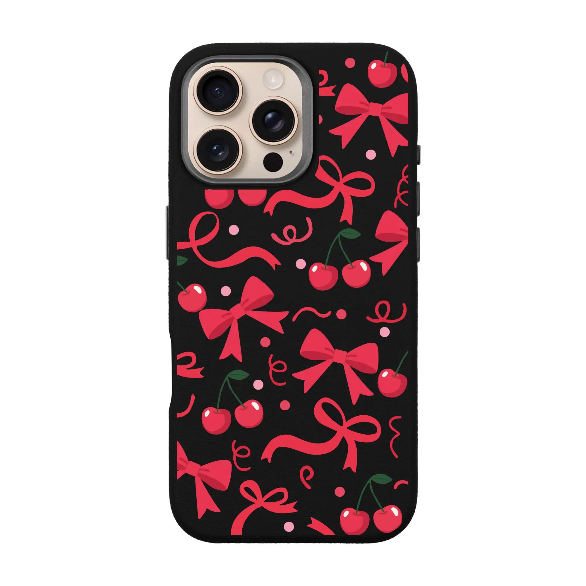 Cherry Ribbon-Leather Premium Kılıf Magsafe Özellikli - Iphone 16 Pro