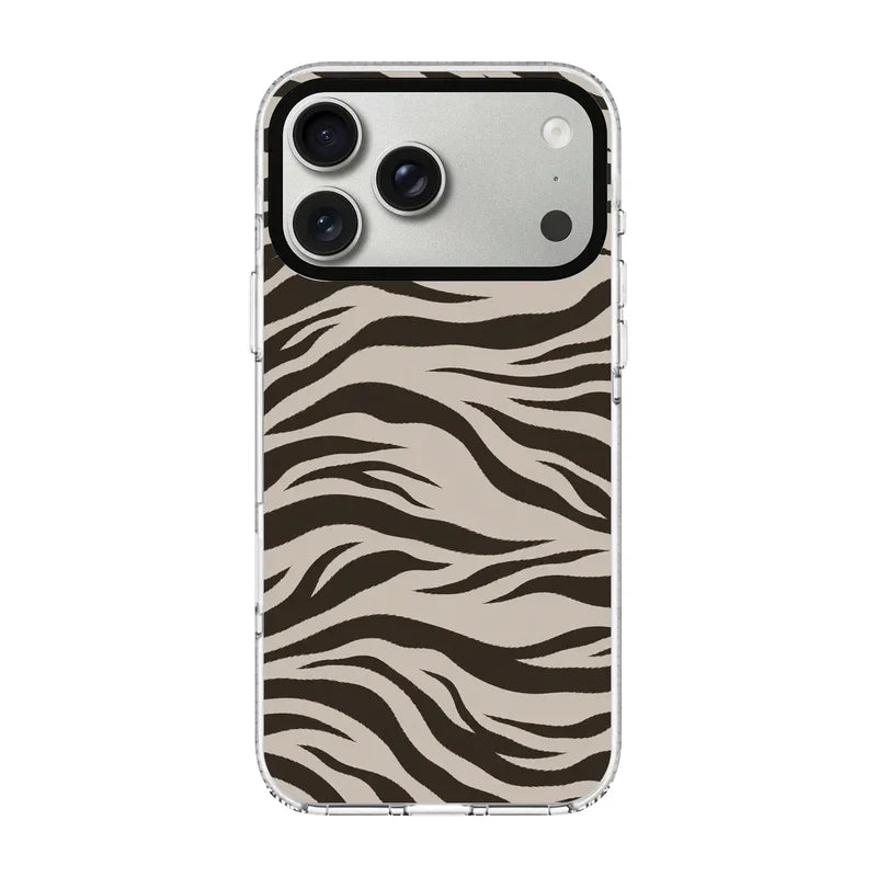 Espresso Zebra-Clear Kılıf Magsafe Özellikli - Iphone 17 Pro