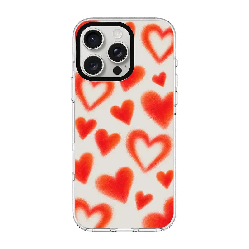 Glowing Hearts-Clear Kılıf Magsafe Özellikli - Iphone 16 Pro