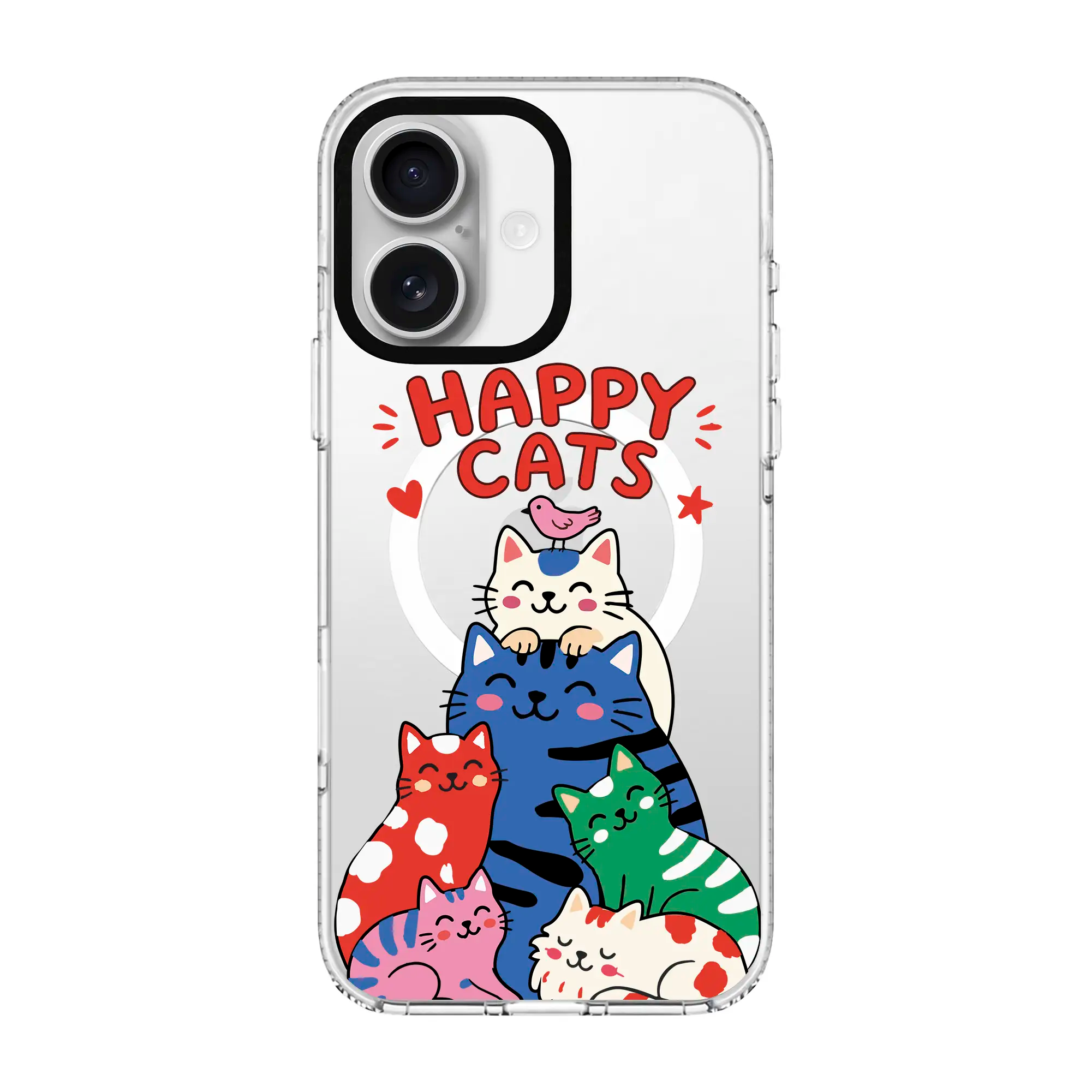 Happy Cats-Clear Kılıf Magsafe Özellikli - Iphone 17